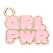 Colgantes metálicos "Grl pwr" Dorado-rosa claro