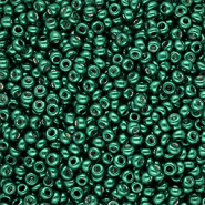 Rocalla cristal 8/0 (3mm) Verde teal met&aacute;lico brillante