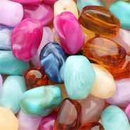 Abalorios acrílicos rectángulo Multicolor-mármol