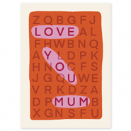 BY31&reg; Tarjetas para joyer&iacute;a "Love you mum" Blancuzco-rojo coral-pink