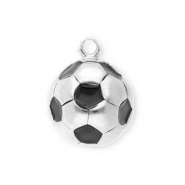Colgantes Acero Inox fútbol Plateado-negro