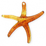 Colgantes acr&iacute;licos estrella de mar Marr&oacute;n &aacute;mbar