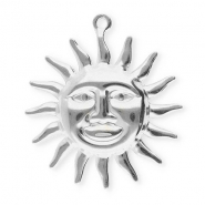 Colgantes Acero Inox sol con rostro Plateado