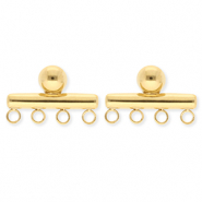 BY31® Fornituras Acero Inox pendientes barra con 4 anillas Dorado