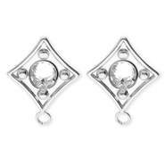 BY31&reg; Fornituras Acero Inox pendientes rombo con cristal con anilla Plateado-cristal