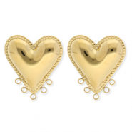 BY31&reg; Fornituras Acero Inox pendientes coraz&oacute;n con 5 anillas Dorado
