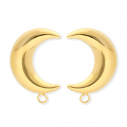 BY31® Fornituras Acero Inox pendientes luna con anilla Dorado