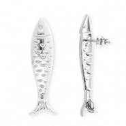 BY31® Fornituras Acero Inox pendientes pez con anilla Plateado