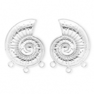 BY31® Fornituras Acero Inox pendientes concha con 3 anillas Plateado