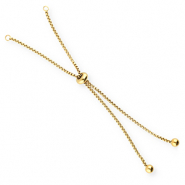 Fornituras acero inox semi pulsera con abalorio de cierre deslizante Dorado