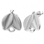 Fornituras Acero Inox pendientes hojas con anilla Plateado