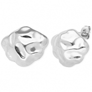 Fornituras Acero Inox pendientes irregular con anilla Plateado