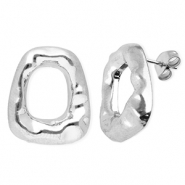 Pendientes Acero Inox trapecio Plateado