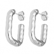 Pendientes Acero Inox rect&aacute;ngulo Plateado