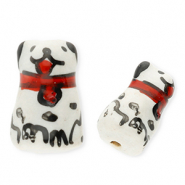 Abalorios de cerámica perro Blanco-rojo-negro