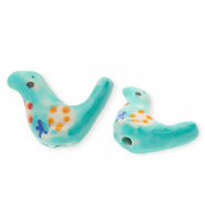 Abalorios de cerámica pájaro Turqueza-multicolor