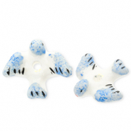 Abalorios de cerámica pájaro Blanco-azul-negro