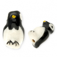 Abalorios de cerámica pingüino Blanco-negro