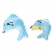 Abalorios de cerámica delfín Azul-amarillo-negro