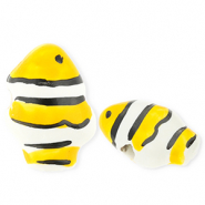 Abalorios de cerámica pez payaso Amarillo-blanco-negro