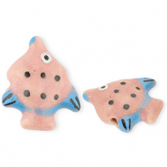 Abalorios de cerámica pez Rosa vintage-azul-negro