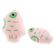 Abalorios de cerámica pez Rosa-verde claro-negro
