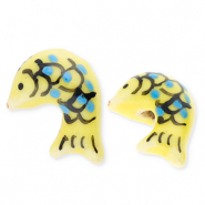 Abalorios de cerámica pez Amarillo-azul-negro