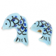Abalorios de cerámica pez Azul-negro