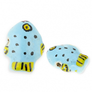 Abalorios de cerámica pez Azul-amarillo-negro