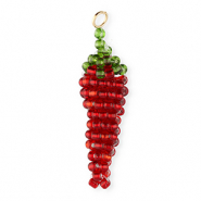 BY31&reg; Colgantes de abalorios de cristal pimiento Rojo oscuro-verde
