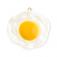Colgantes llamativos huevo frito Blanco-amarillo