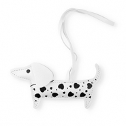 Colgantes llamativos perrito salchicha con corazones Blanco-negro