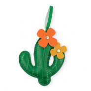 Colgantes llamativos cactus con flores Verde oscuro-naranja-marr&oacute;n ocre