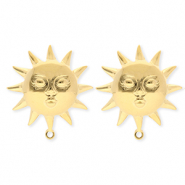 BY31® Fornituras Acero Inox pendientes sol con rostro con anilla Dorado