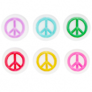 Abalorios letras acr&iacute;licas s&iacute;mbolo de la paz Multicolor-blanco