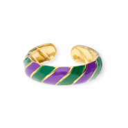 Anillos Acero Inox Dorado-púrpura-verde