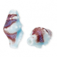 Abalorios de cer&aacute;mica bocina Azul claro-marr&oacute;n