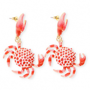 Pendientes trendy esmalte cangrejo con perno de acero inox Dorado-rojo-rosa-blanco