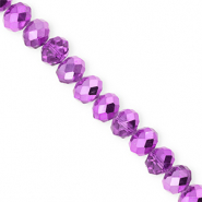 Abalorios faceteados disco 8x6mm P&uacute;rpura-revestimiento pearl shine