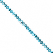 Abalorios faceteados disco 3x2mm Azul verdoso-revestimiento pearl shine