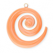 Colgantes Acero Inox esprial Dorado-naranja coral mármol