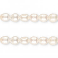 TQ Perlas de agua dulce grano de arroz 12x10mm Blanco natural