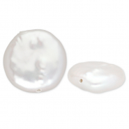 TQ Perlas de agua dulce planas redondos Blanco natural