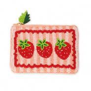 Monedero pequeños fresas Rosa salmón-blanco-rojo-verde