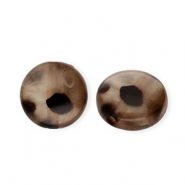 Abalorios acrílico rondeles con estampado leopardo Marrón transparente-marrón oscuro