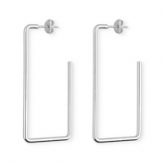 Pendientes Acero Inox rectángulo Plateado