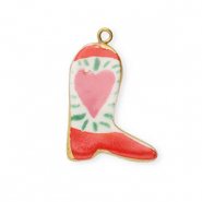 Colgantes de cer&aacute;mica bota vaqueras con coraz&oacute;n Dorado-blanco-rojo-rosa-verde