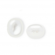 Imitación de perlas de agua dulce óvalo agujero de enfilado vertical Blanco