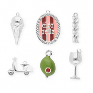 BY31&reg; Colgantes de lat&oacute;n Eco-brass pack ahorro (6 pieza) Plateado-verde oliva-rosa claro-rojo