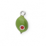 BY31&reg; Colgantes de lat&oacute;n Eco-brass con esmalte aceituna Plateado-verde oliva-rojo